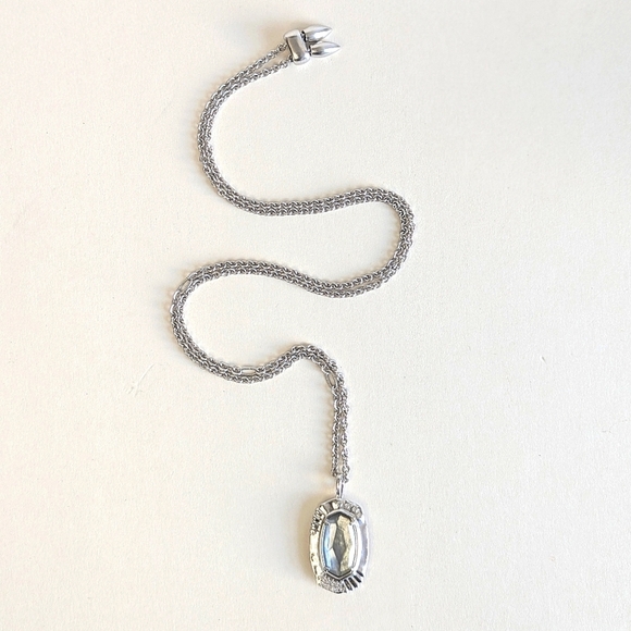 Kendra Scott Jewelry - Kendra Scott Anna Gray Apatite Pendant Long Chain Necklace Cubic Zirconia Accent